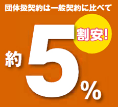 団体扱契約は一般契約に比べて約5％割安！